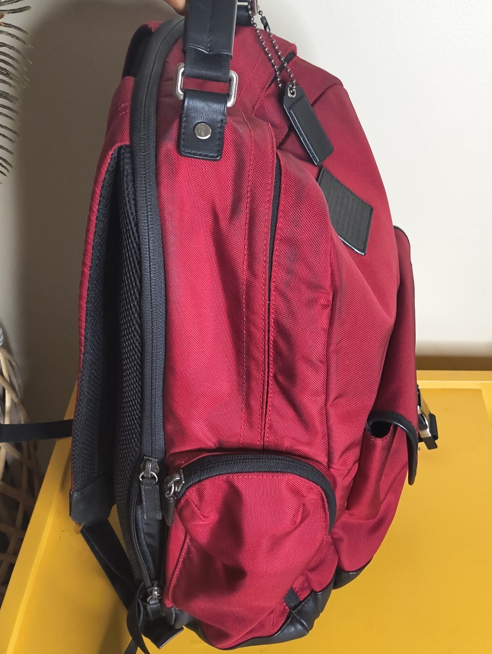 COACH Backpack Red Nylon And Black Trim W/ Silver Hardware- Large- Authentic-EUC - Picture 8 of 12